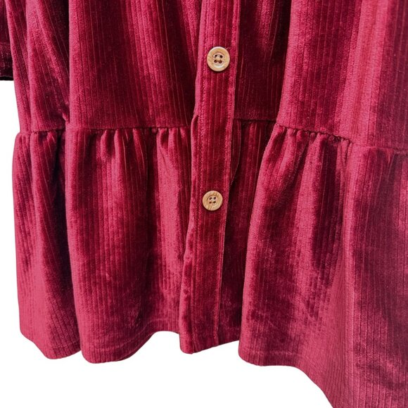 Biscotti Girls Dress Size 7 Holiday Red Stretch Velour Tiered Pullover Christmas - Picture 6 of 8